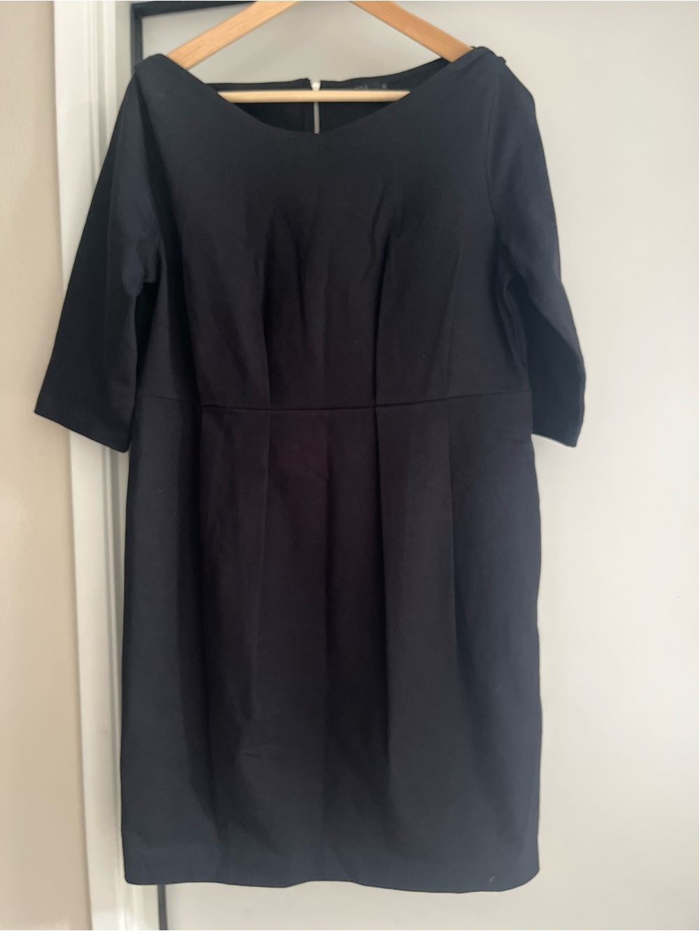 COS Navy Midi Dress with Three-Quarter Sleeves